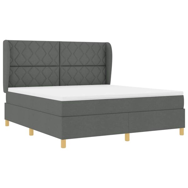vidaXL Lit à ressorts avec matelas gris foncé 90x190 cm Gris foncé