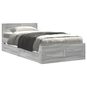 vidaXL Cadre de lit avec tête de lit sans matelas sonoma gris 75x190cm