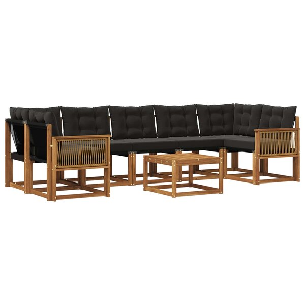 vidaXL Ensemble de canapés d'extérieur 8 pc Naturel et noir