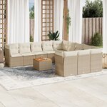 vidaXL Salon de jardin avec coussins 12 Pièces beige résine tressée
