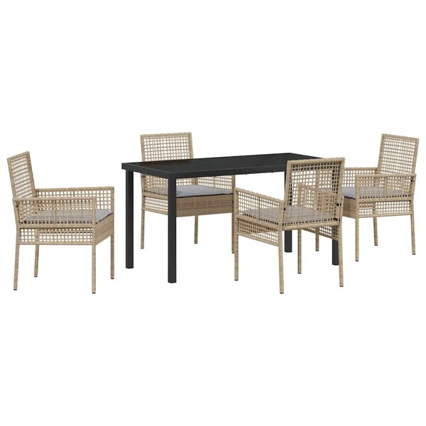 vidaXL Ensemble de salle à manger pour jardin 5 Pièces Beige polyrotin