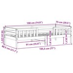 vidaXL Cadre de lit sans matelas cire marron 75x190 cm bois pin massif
