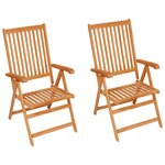 vidaXL Chaises de jardin lot de 2 et coussins anthracite Bois de teck