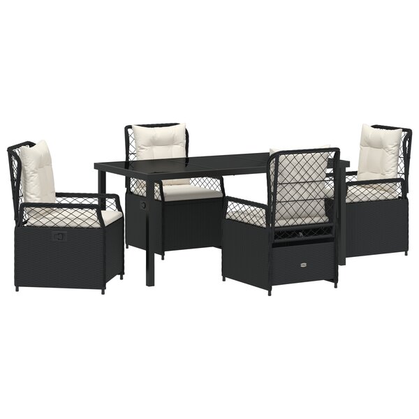 vidaXL Ensemble de jardin 5 pièces noir rattan poly