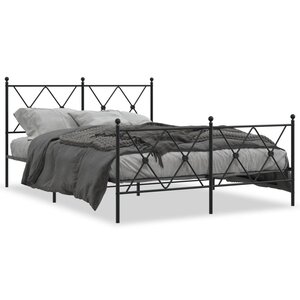 vidaXL Cadre de lit métal sans matelas avec pied de lit noir 140x200cm