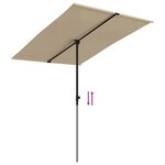 vidaXL Parasol de jardin avec mât en aluminium 2x1 5 m Taupe