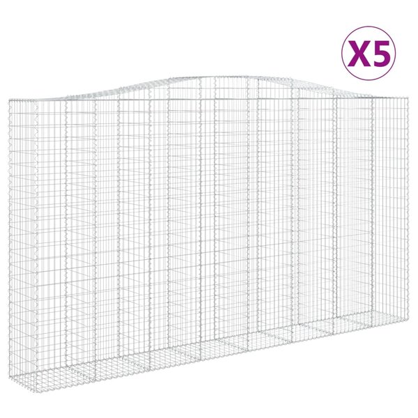 vidaXL Paniers à gabions arqués 5 Pièces 400x50x220/240 cm Fer galvanisé