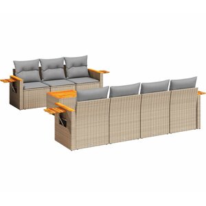 vidaXL Salon de jardin avec coussins 8 Pièces beige résine tressée