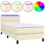 vidaXL Sommier tapissier avec matelas et LED Crème 90x190cm Similicuir