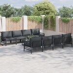 vidaXL Ensemble de canapé de jardin 9 Pièces Anthracite Acier & tissu