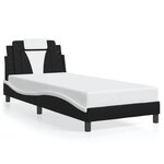 vidaXL Cadre de lit sans matelas noir et blanc 90x190 cm similicuir