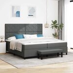 vidaXL Lit à ressort avec matelas et banc gris foncé 200x200 cm en tissu