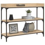 vidaXL Table console avec étagères chêne sonoma 100x30x80 cm
