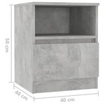 vidaXL Tables de chevet 2 Pièces Gris béton 40x40x50 cm Aggloméré