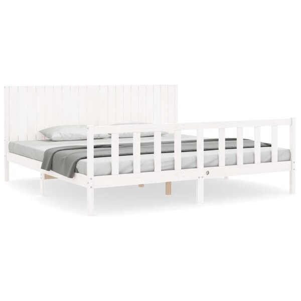 vidaXL Cadre de lit sans matelas blanc 200x200 cm bois massif de pin