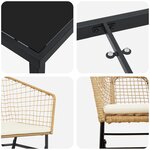 vidaXL Ensemble de salle à manger de jardin 3 pièces avec coussins marron en rattan synthétique