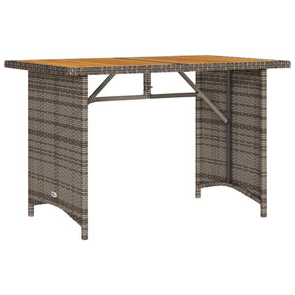 vidaXL Table de jardin avec dessus en bois gris 110x68x70 cm rotin