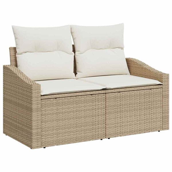 vidaXL Ensemble de canapé de jardin 5 Pièces Beige Poly rotin