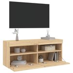vidaXL Meuble TV mural avec lumières LED chêne sonoma 100x30x40 cm