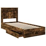 vidaXL Lit de Rangement Chêne fumé 90 x 200 cm Bois d'ingénierie