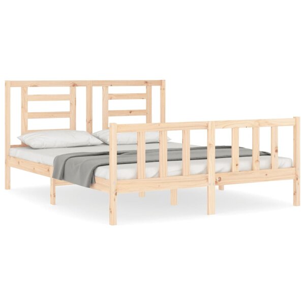 vidaXL Cadre de lit avec tête de lit king size bois massif