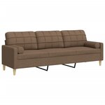 vidaXL Canapé 3 places avec oreillers décoratifs marron 210 cm tissu