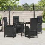 vidaXL Ensemble de salle à manger de jardin 5 pièces avec coussins noir poly rotin