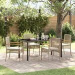 vidaXL Ensemble de salle à manger de jardin 5 pièces avec coussins beige en rotin poly