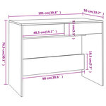 Bureau table poste de travail meuble d'ordinateur informatique étude chêne fumé 101 x 50 x 76 5 cm Aggloméré brun 02_0023569