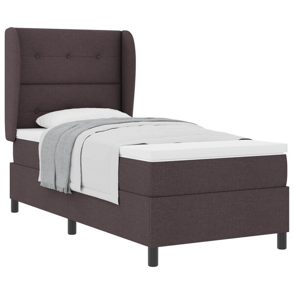vidaXL Lit à ressorts avec matelas Marron foncé 90 x 190 cm tissu
