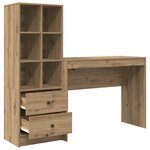 vidaXL Bureau avec tiroir avec étagère 2 Pièces Chêne artisanal