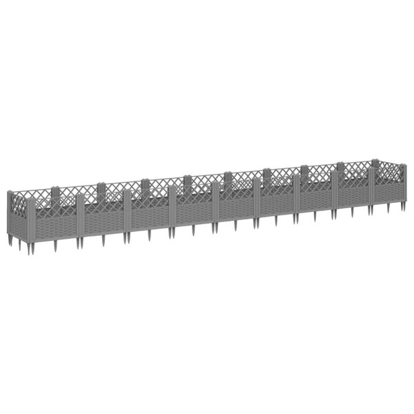 vidaXL Jardinière avec piquets gris clair 363 5x43 5x43 5 cm PP