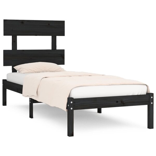 vidaXL Cadre de lit sans matelas noir 75x190 cm bois massif