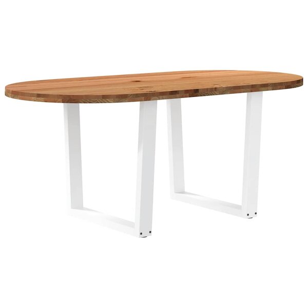 vidaXL Table à manger marron clair bois de chêne massif ovale
