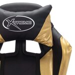 Chaise fauteuil siège pivotante de bureau informatique étude de jeux vidéo avec LED RVB Doré et similicuir or 02_0024204