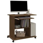 vidaXL Bureau d'ordinateur Chêne marron 80x50x75 cm Bois d'ingénierie
