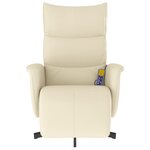 vidaXL Fauteuil inclinable de massage et repose-pieds crème similicuir