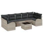 Ensemble de canapé de jardin 8 pièces vidaXL avec coussins gris clair en poly rotin
