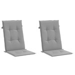 vidaXL Coussins de chaise de jardin à dossier haut lot de 2 gris tissu