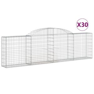vidaXL Paniers à gabions arqués 30 Pièces 300x30x80/100 cm fer galvanisé