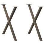 vidaXL Pieds de table à manger en forme de X  2 pièces  acier naturel  70 x (72-73) cm
