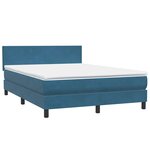 vidaXL Sommier à lattes de lit et matelas bleu foncé 140x220cm velours
