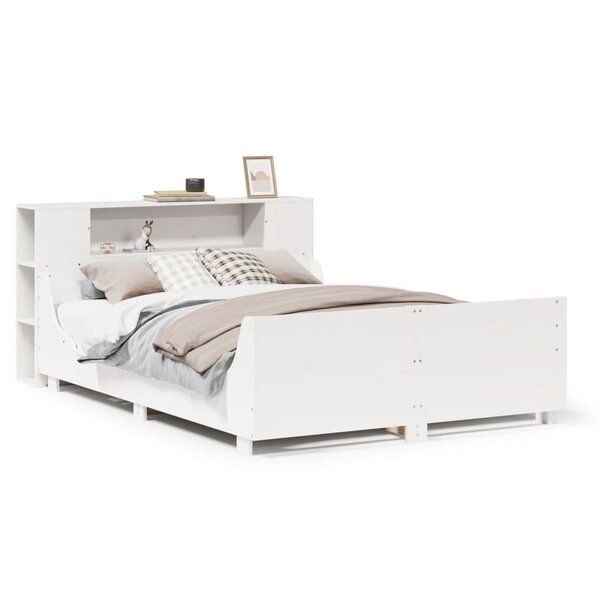 vidaXL Cadre de lit sans matelas blanc 135x190 cm bois de pin massif
