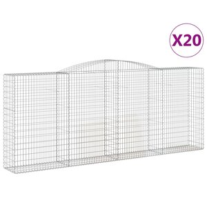 vidaXL Paniers à gabions arqués 20 Pièces 400x50x160/180 cm fer galvanisé