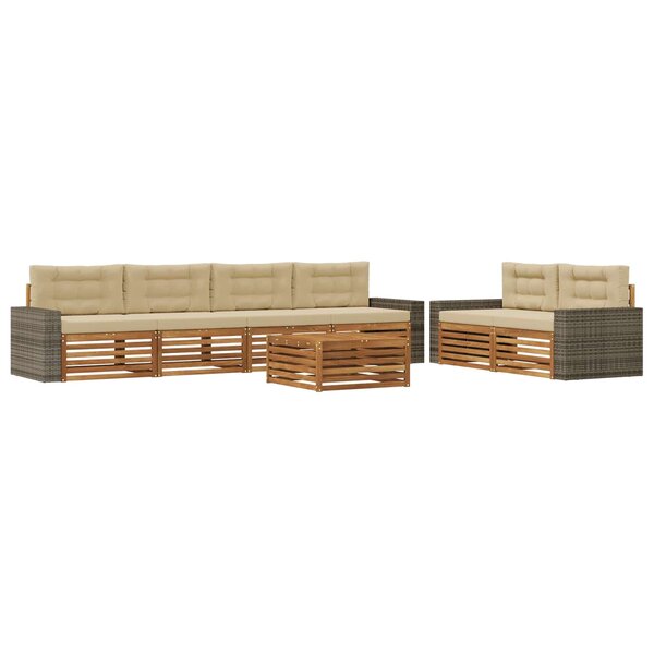 vidaXL Ensemble de canapés d'extérieur 7 pc Naturel et Beige Polyester