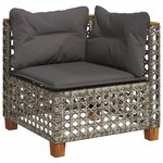 vidaXL Salon de jardin 5 Pièces avec coussins gris résine tressée