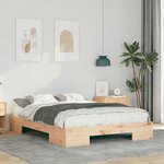 vidaXL Cadre de lit surélevé Marron 135 x 190 cm Bois massif en pin