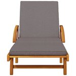 vidaXL Chaise longue avec coussin et table bois d'acacia massif