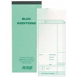 Bloc Addition 9,1x22,5cm 50 Dupli à l'unité x 10 EXACOMPTA