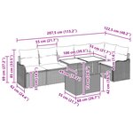 Ensemble de Canapés de Jardin 7 pièces avec Coussins Brun Poly Rattan